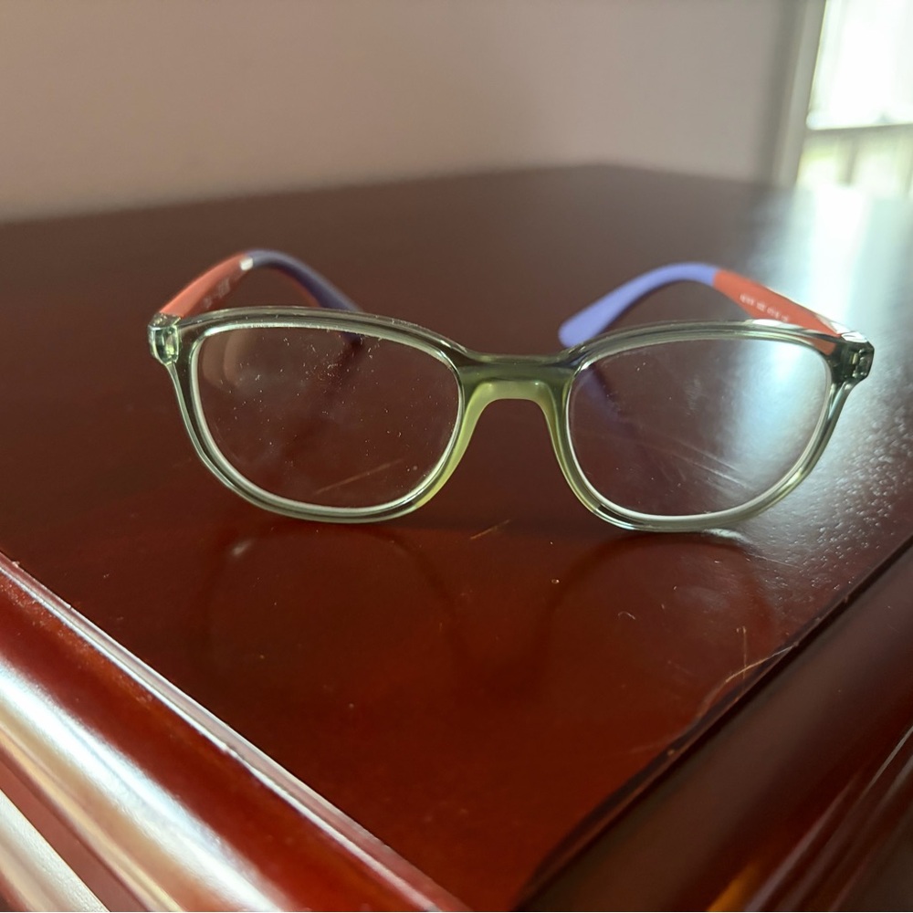 Ray-Ban Kids Green Frame Sunglasses with Red & Blue Temples